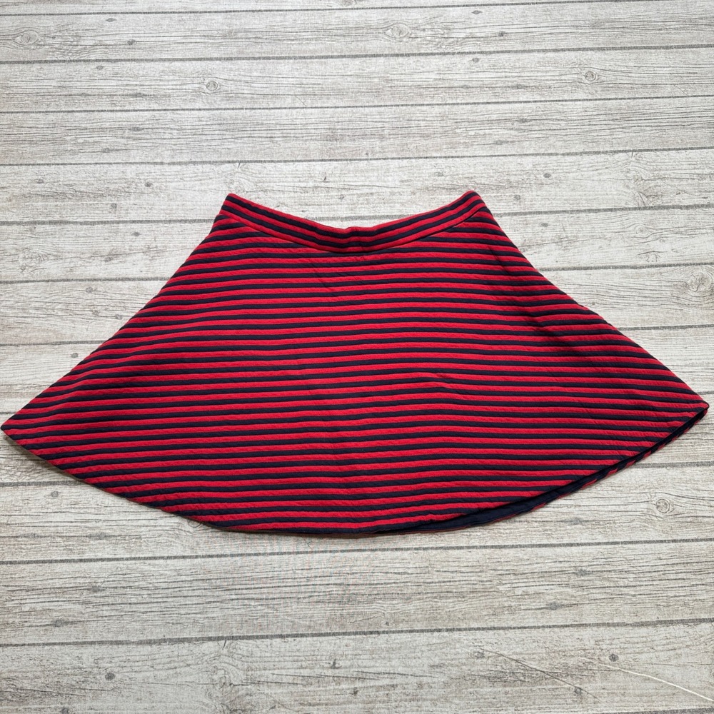 Gap Mini Skirt Women's XL Red Blue Striped Knit Pull On Stretch Athletic Skater